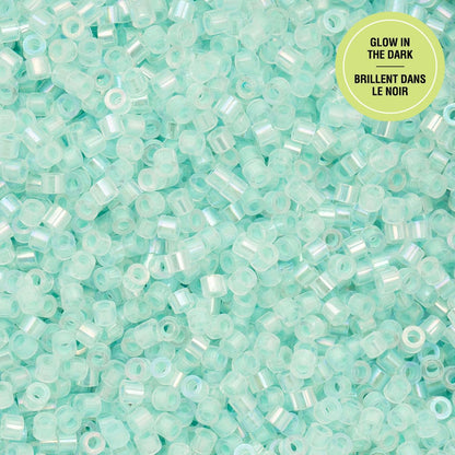Cylin Bead 11/0 Glow in Dark AB Turquoise