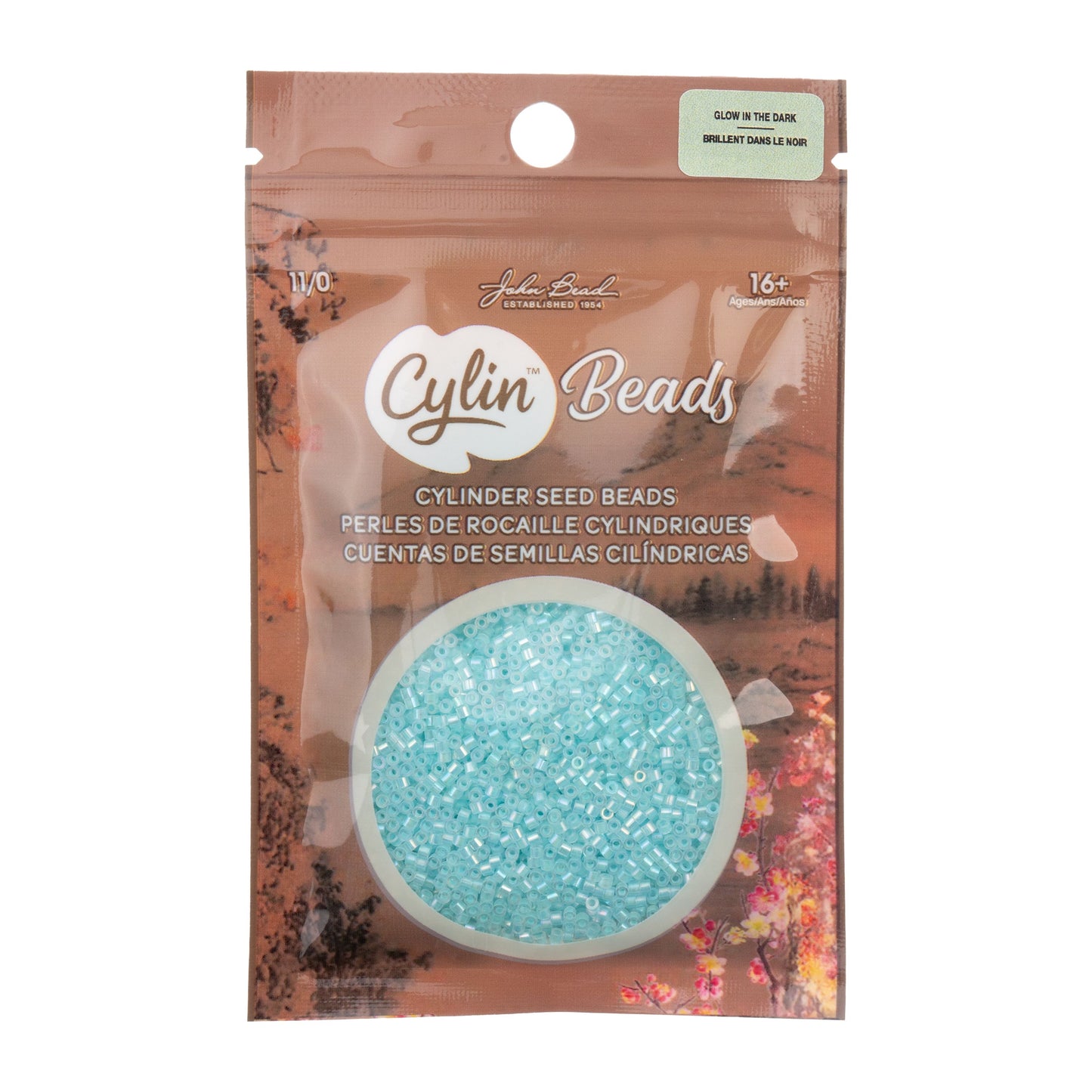 Cylin Bead 11/0 Glow in Dark AB Turquoise