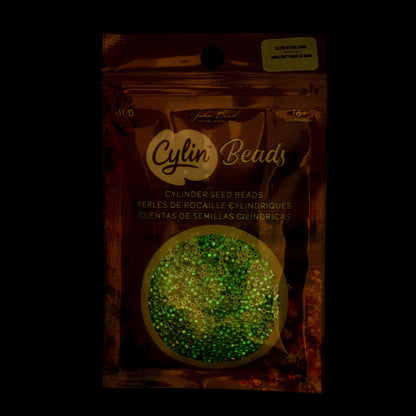Cylin Bead 11/0 Glow in Dark AB Grey