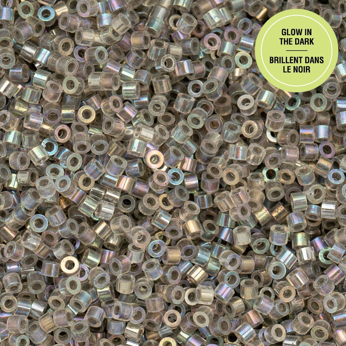 Cylin Bead 11/0 Glow in Dark AB Grey