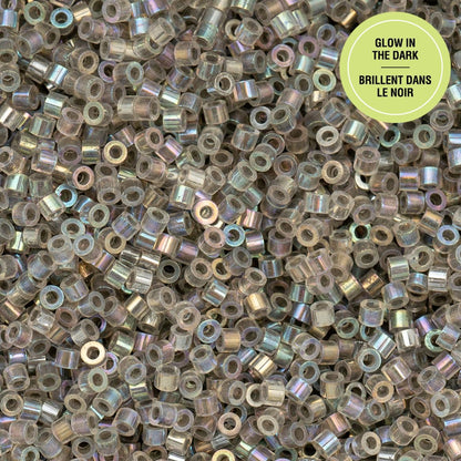 Cylin Bead 11/0 Glow in Dark AB Grey