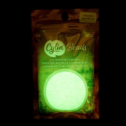 Cylin Bead 11/0 Glow in Dark White to Green