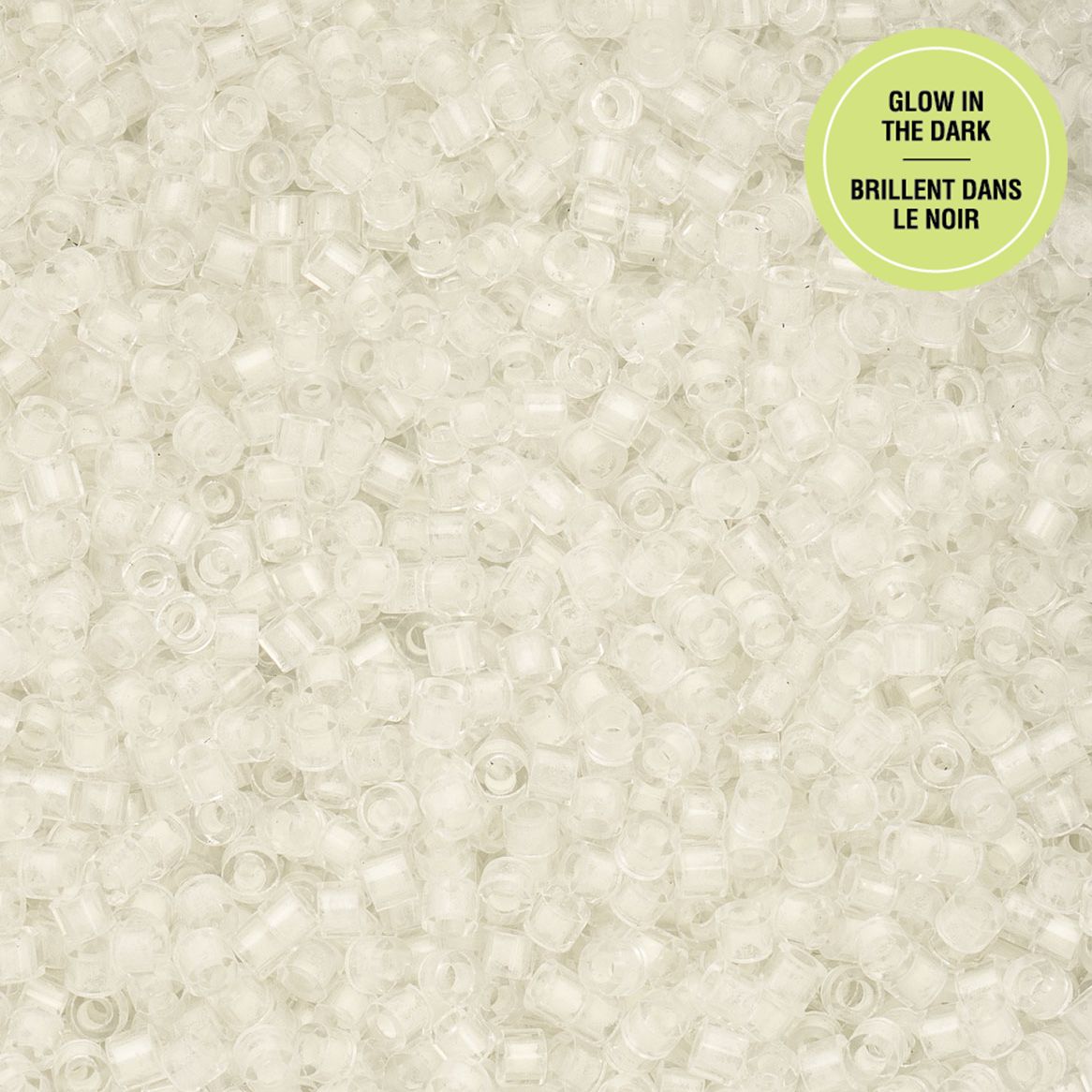 Cylin Bead 11/0 Glow in Dark White to Green