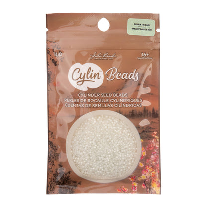 Cylin Bead 11/0 Glow in Dark White to Green