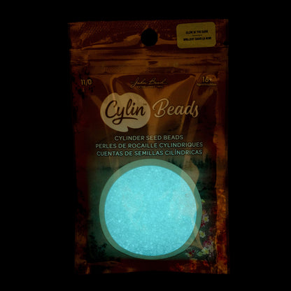 Cylin Bead 11/0 Glow in Dark White to Turquoise
