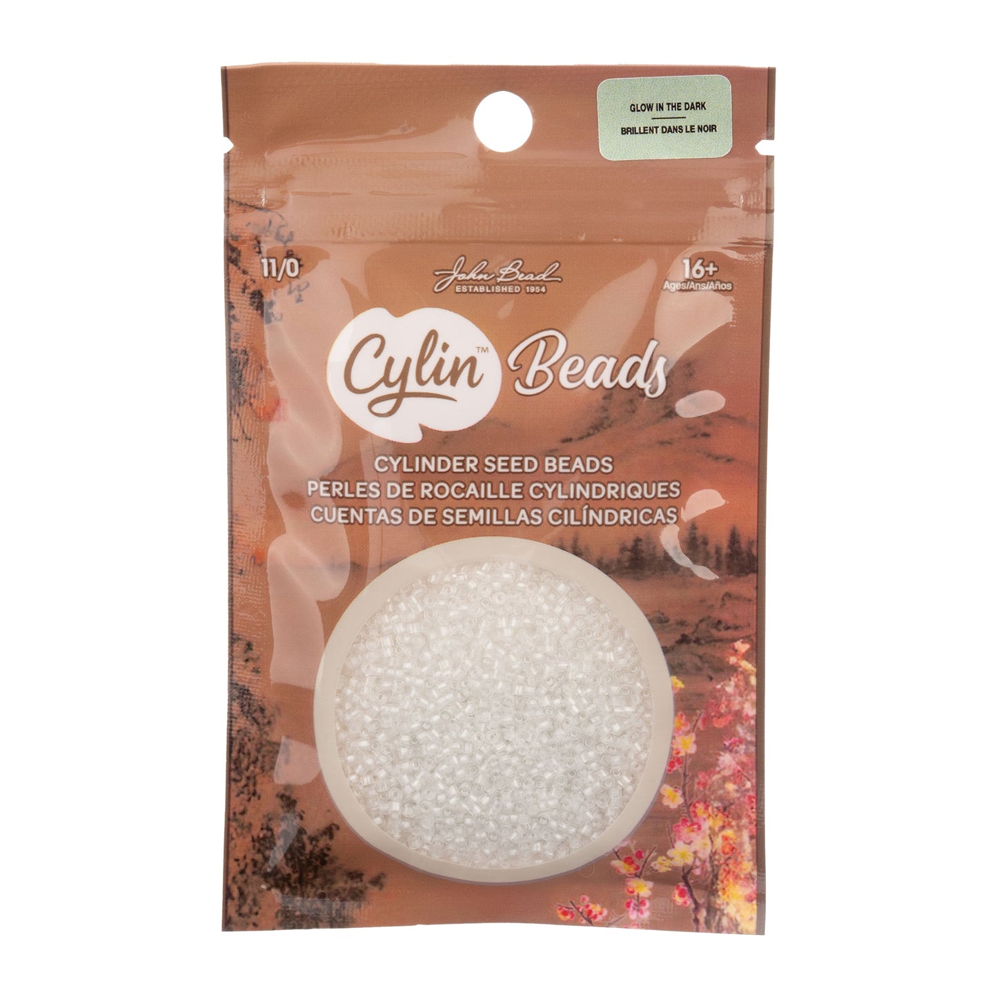 Cylin Bead 11/0 Glow in Dark White to Turquoise