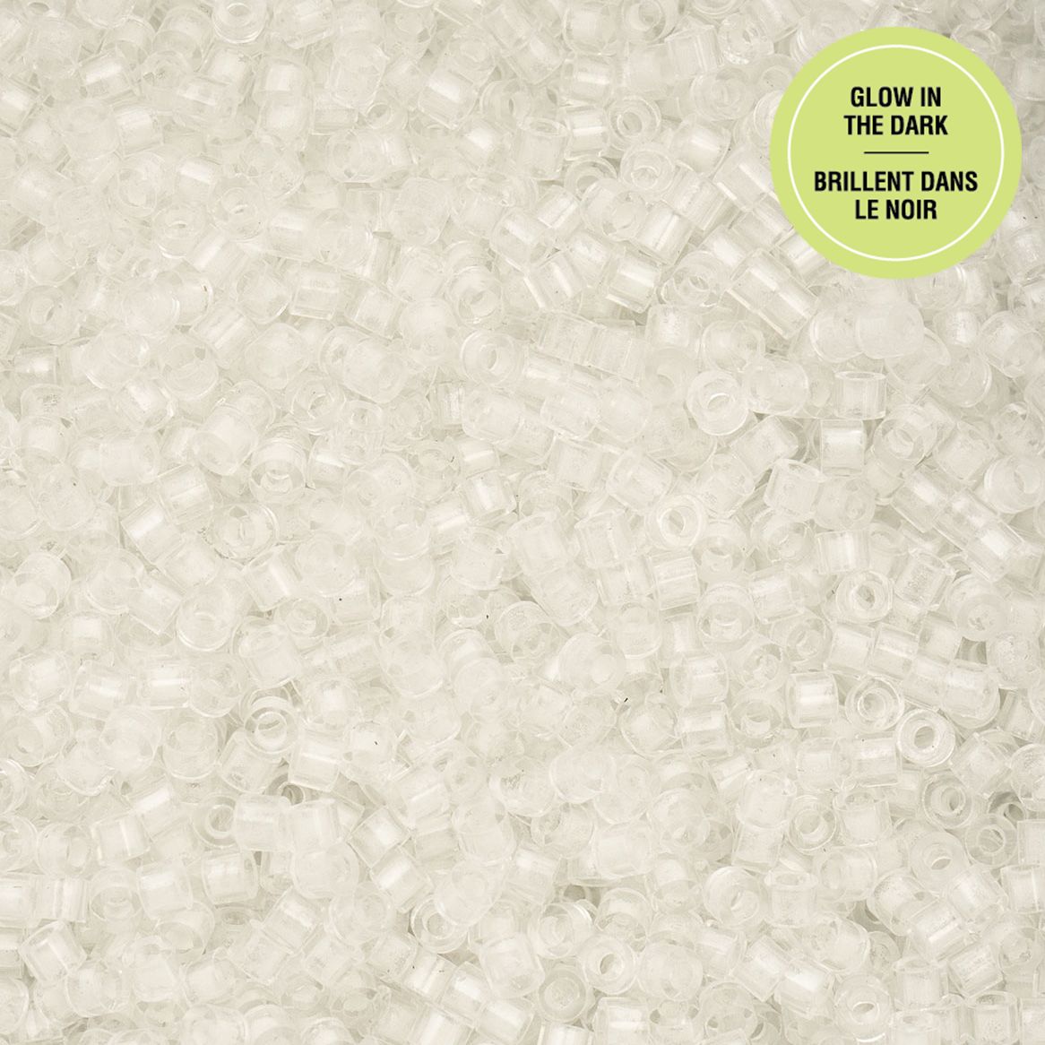Cylin Bead 11/0 Glow in Dark White to Sky