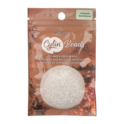 Cylin Bead 11/0 Glow in Dark White to Sky