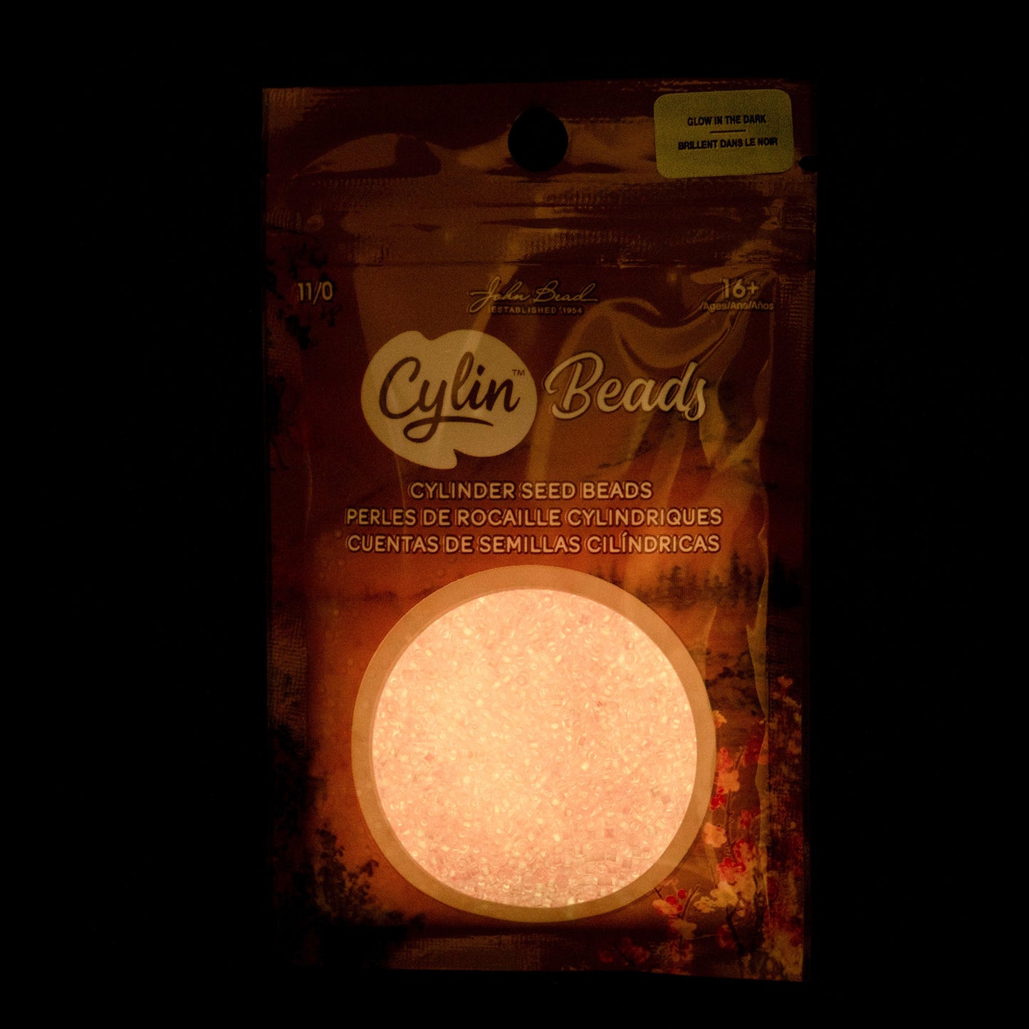 Cylin Bead 11/0 Glow in Dark Pink