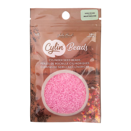 Cylin Bead 11/0 Glow in Dark Pink