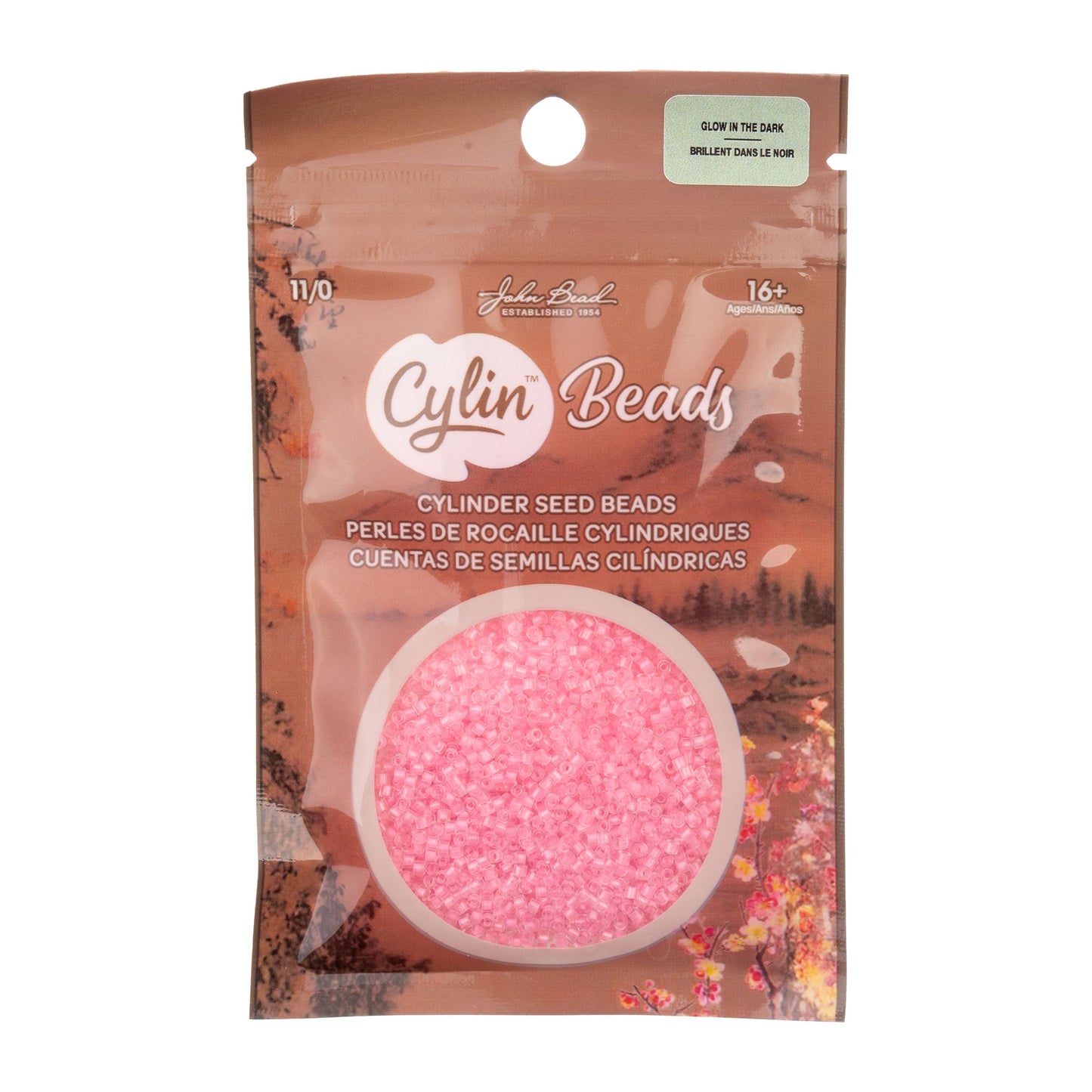 Cylin Bead 11/0 Glow in Dark Pink Neon