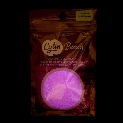 Cylin Bead 11/0 Glow in Dark Rose