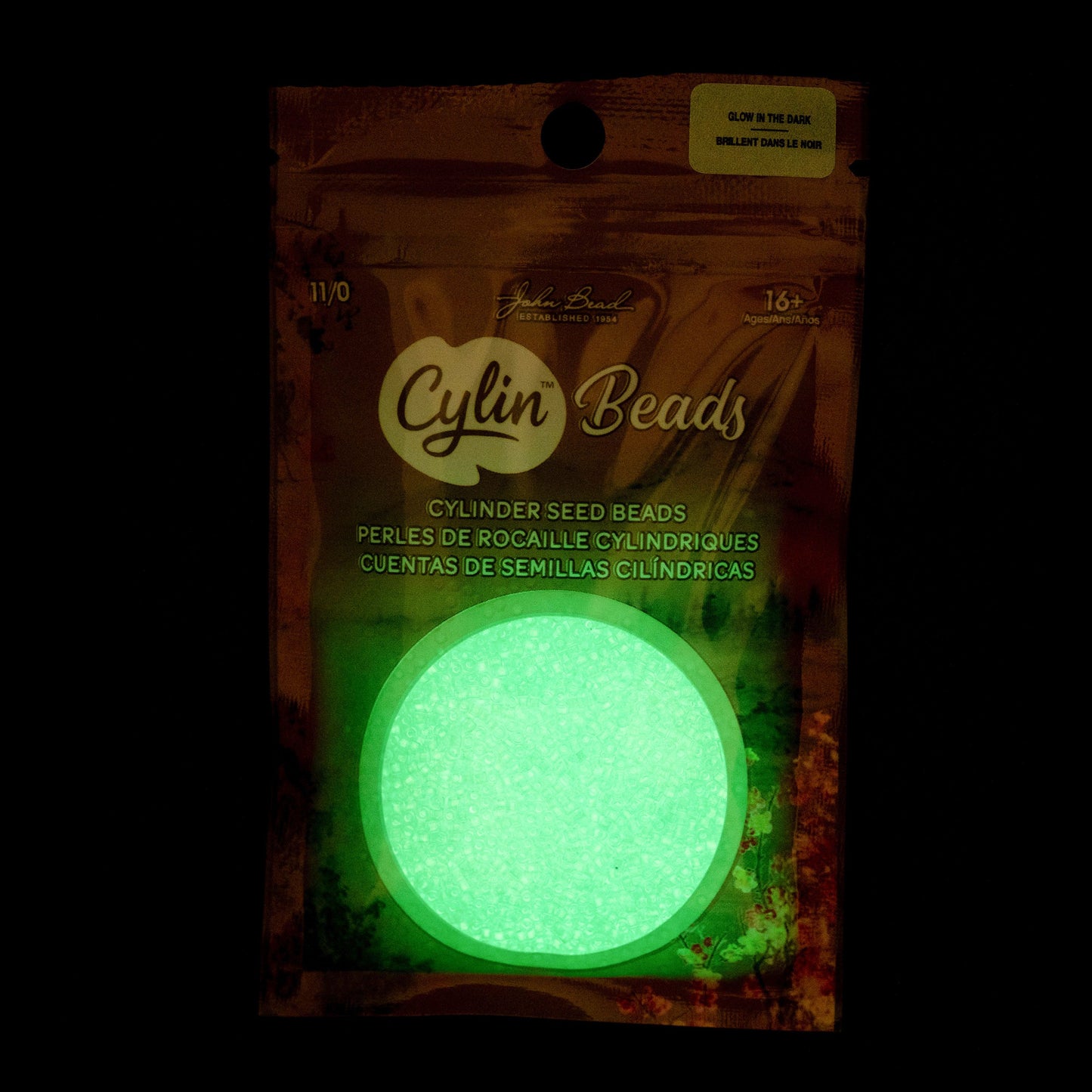 Cylin Bead 11/0 Glow in Dark Green