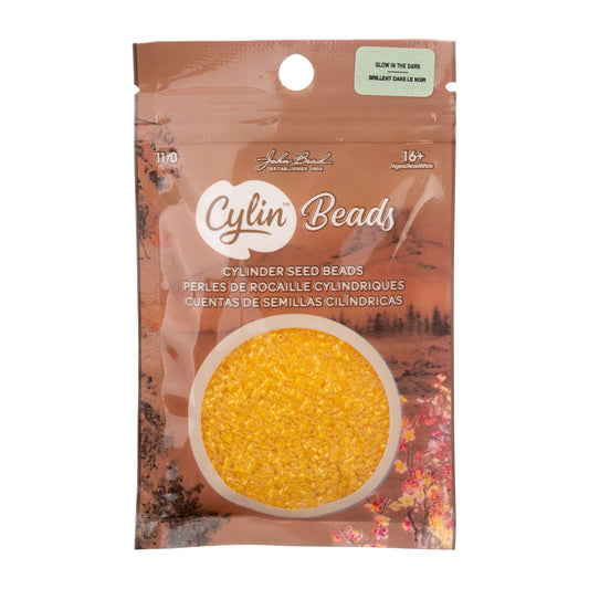Cylin Bead 11/0 Glow in Dark Gold Yellow