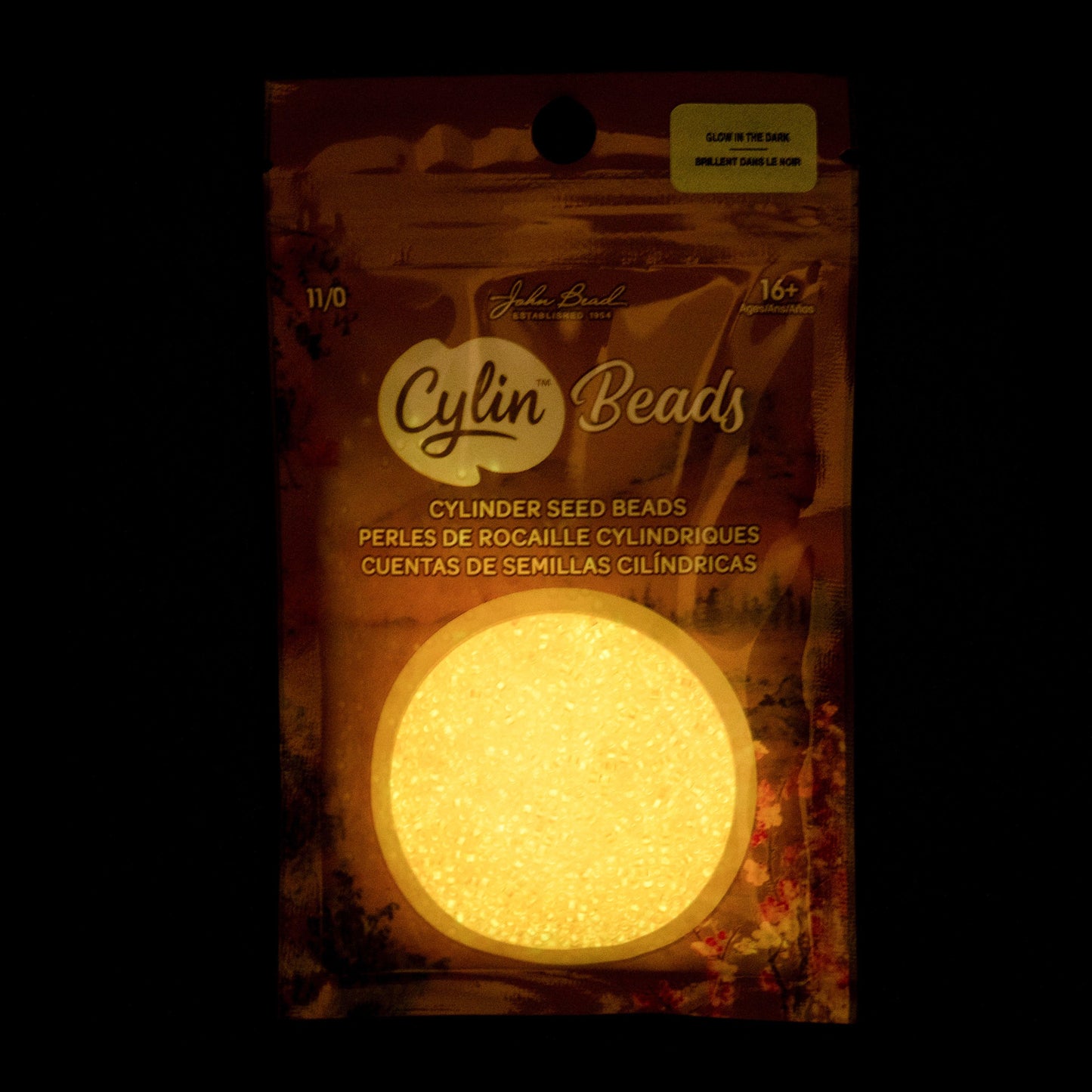 Cylin Bead 11/0 Glow in Dark Orange