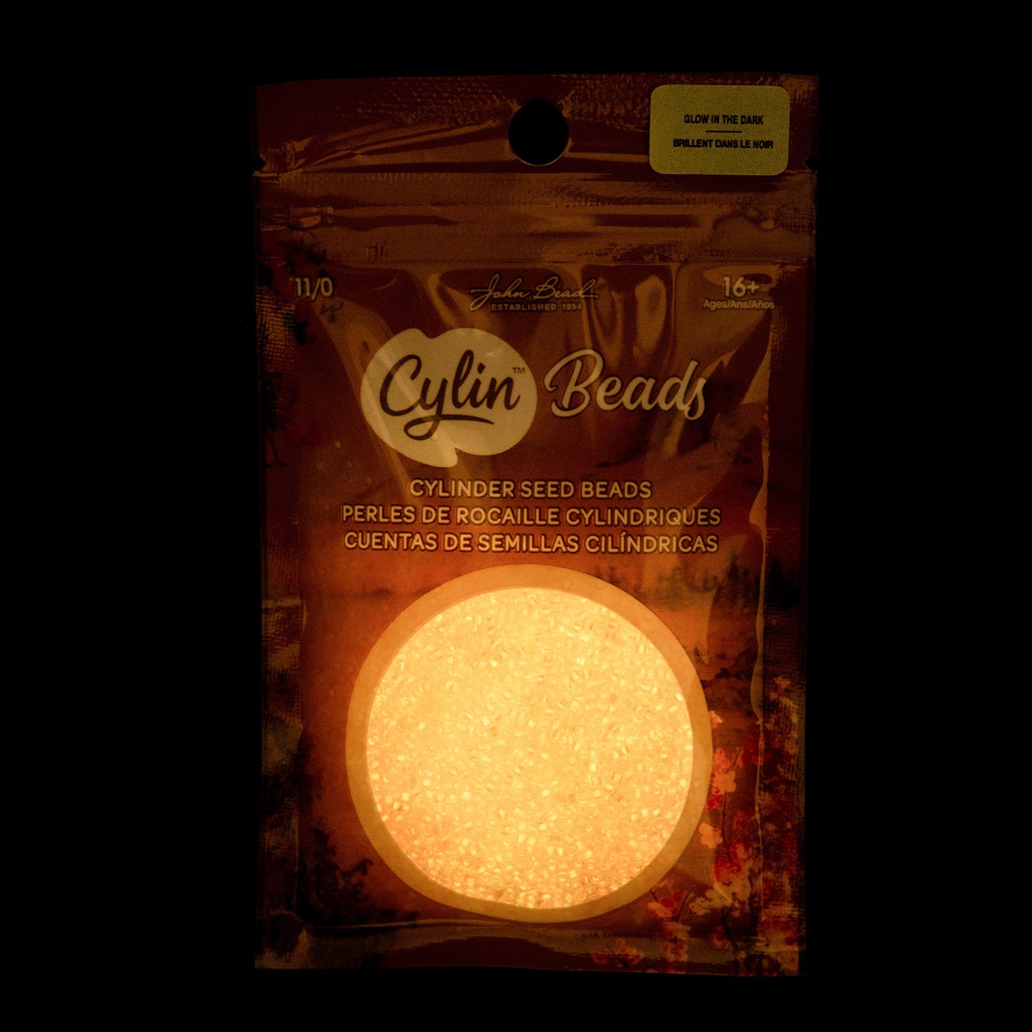 Cylin Bead 11/0 Glow in Dark Coral