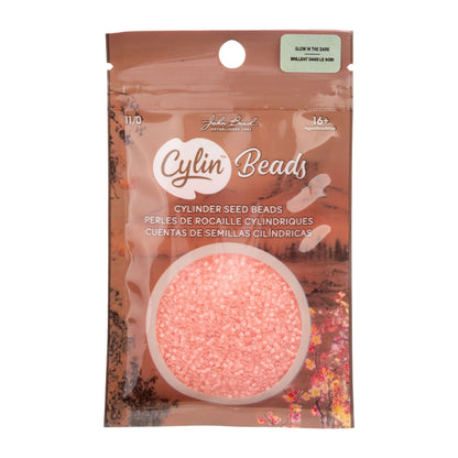 Cylin Bead 11/0 Glow in Dark Coral
