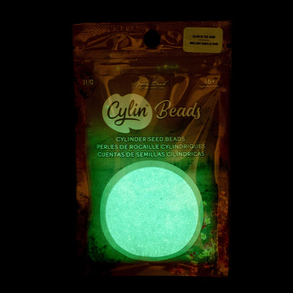 Cylin Bead 11/0 Glow in Dark AB Blue