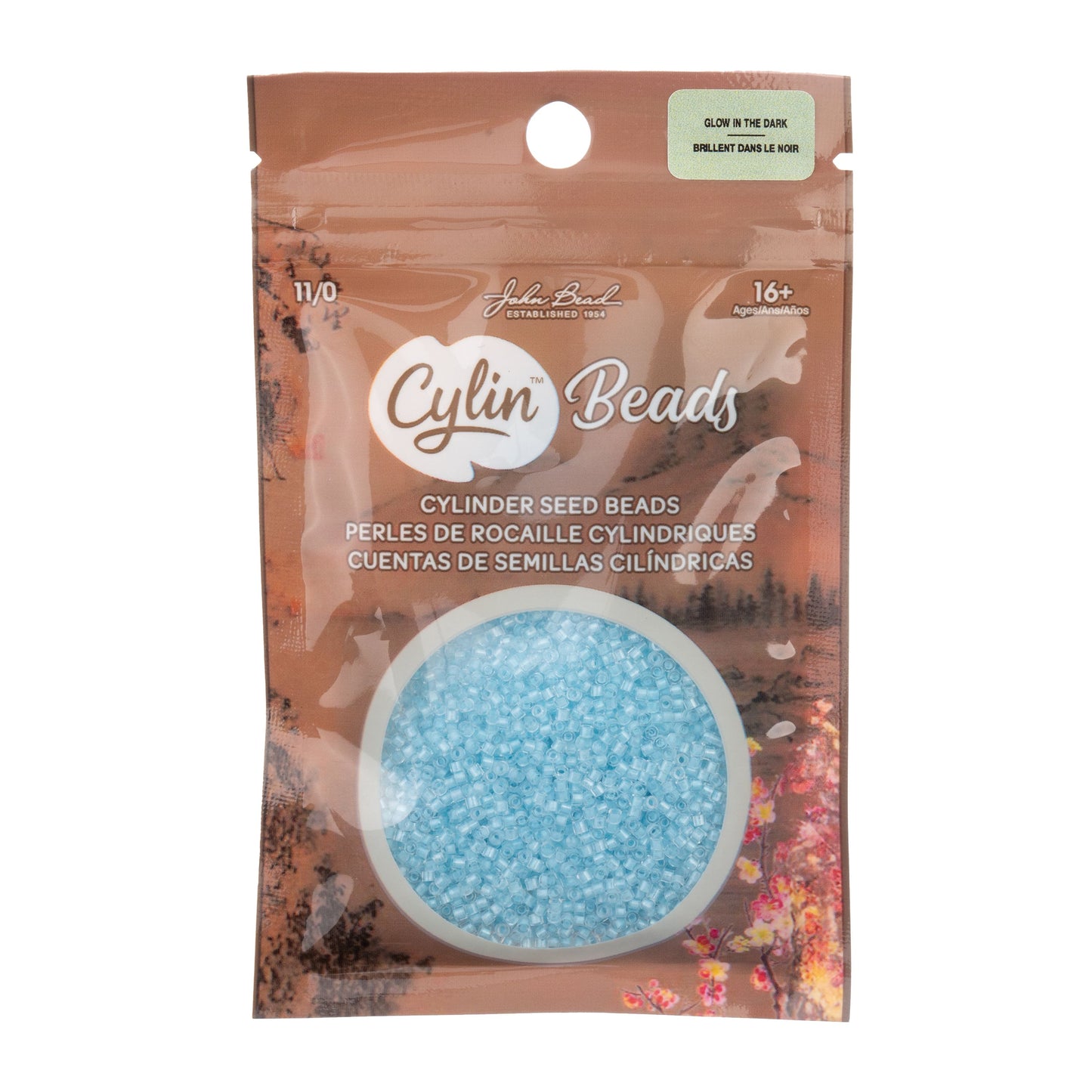 Cylin Bead 11/0 Glow in Dark Sky