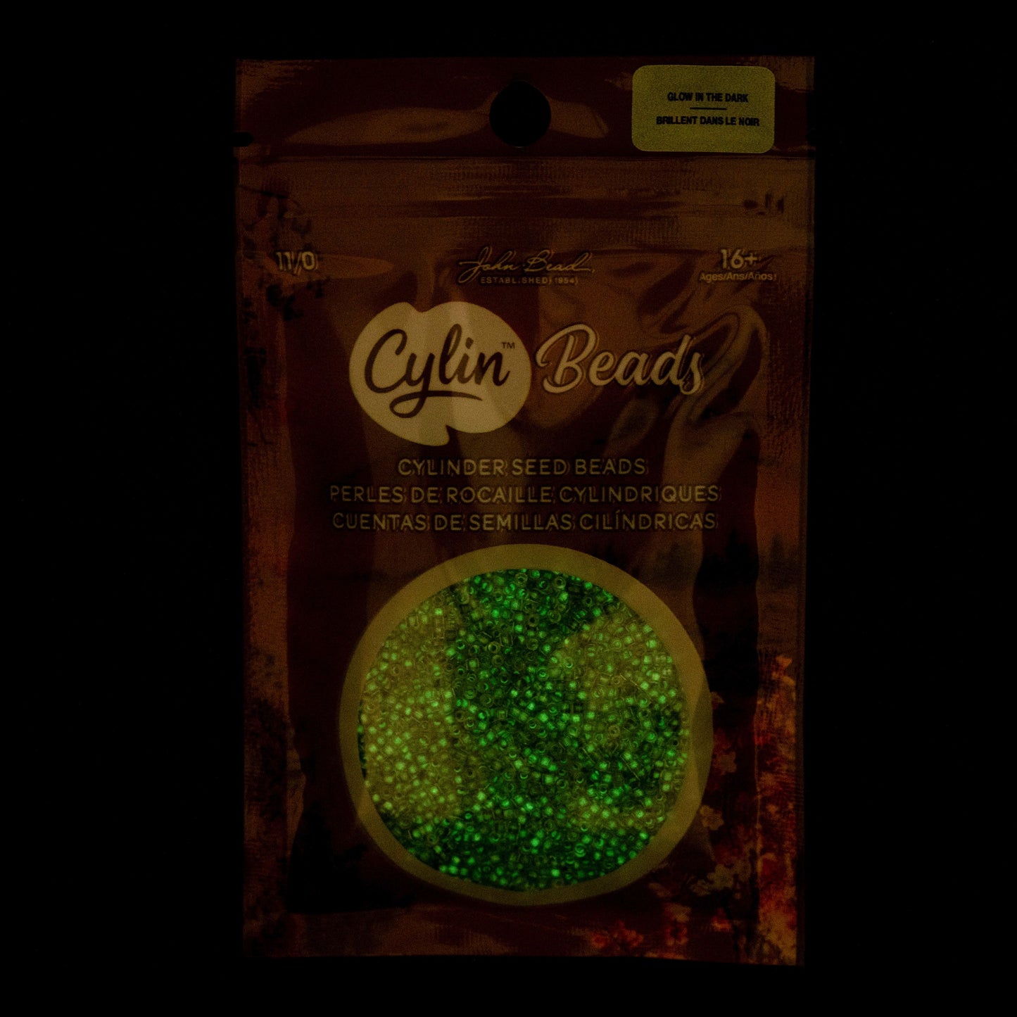 Cylin Bead 11/0 Glow in Dark Grey