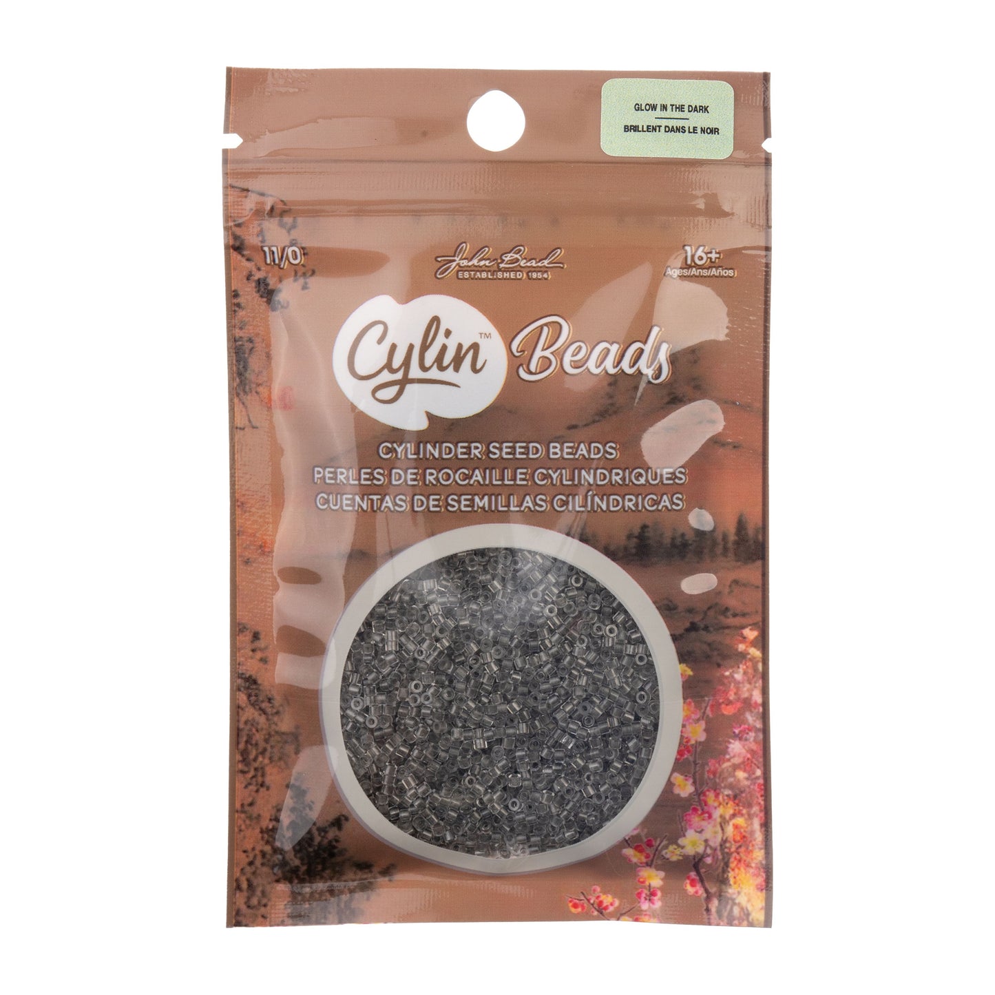 Cylin Bead 11/0 Glow in Dark Grey