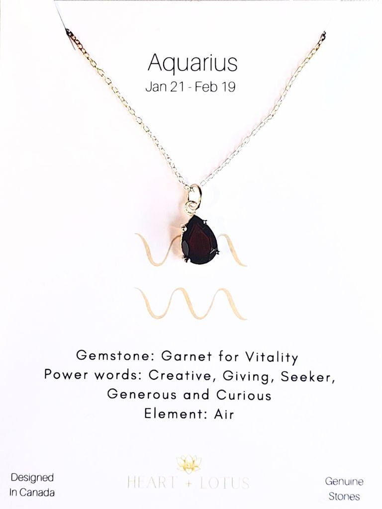 Sterling Silver Zodiac Gemstone Necklace - Premium Birthstone Necklace from Heart and Lotus - Shop now at Crystals and Sun Signs Co