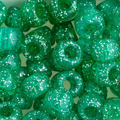 Crow Bead/Pony Bead Sparkle 9mm Emerald