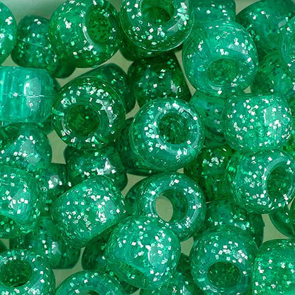 Crow Bead/Pony Bead Sparkle 9mm Emerald
