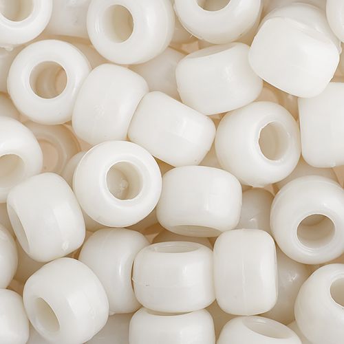 Crow Bead/Pony Bead Opaque 9mm Pearl White