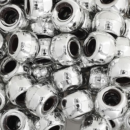 Crow Bead/Pony Bead Metalized Opaque 9mm Silver