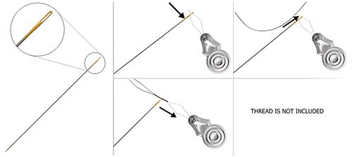 Sharps Gold Eye Beading Needle w/Threader Size 10/12 22KT Gold Plated