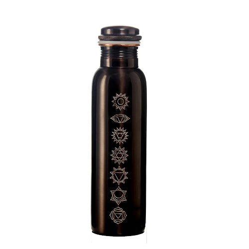 7 Chakras Engraved Copper Water Bottle 32oz | Crystals and Sun Signs