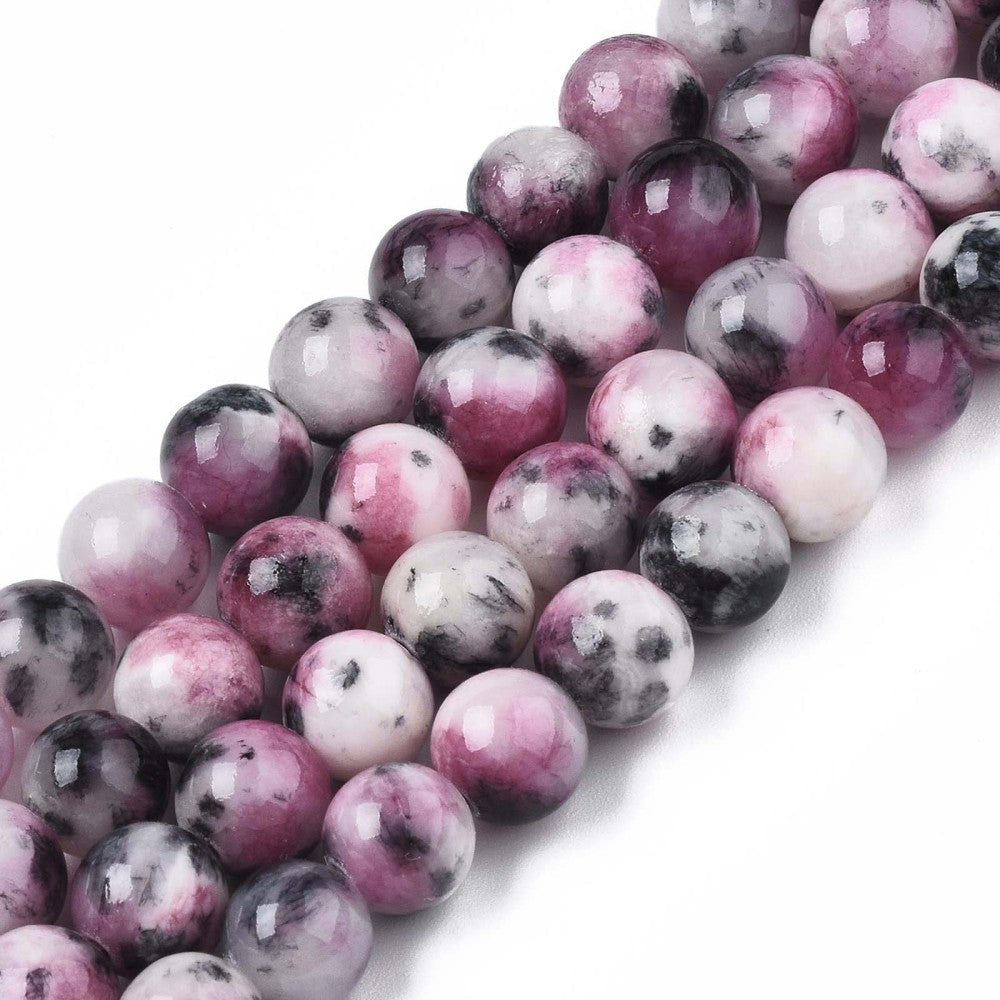 Pink, Grey and Black Dyed White Jade Gemstone Bead - Premium Beads from Crystals and Sun Signs Co - Shop now at Witches Ink LTD