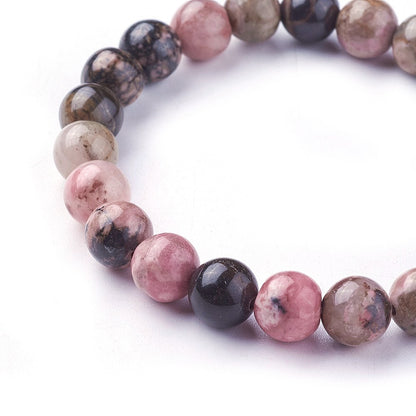Rhodonite Gemstone Bead Bracelet 8MM | Crystals and Sun Signs Co