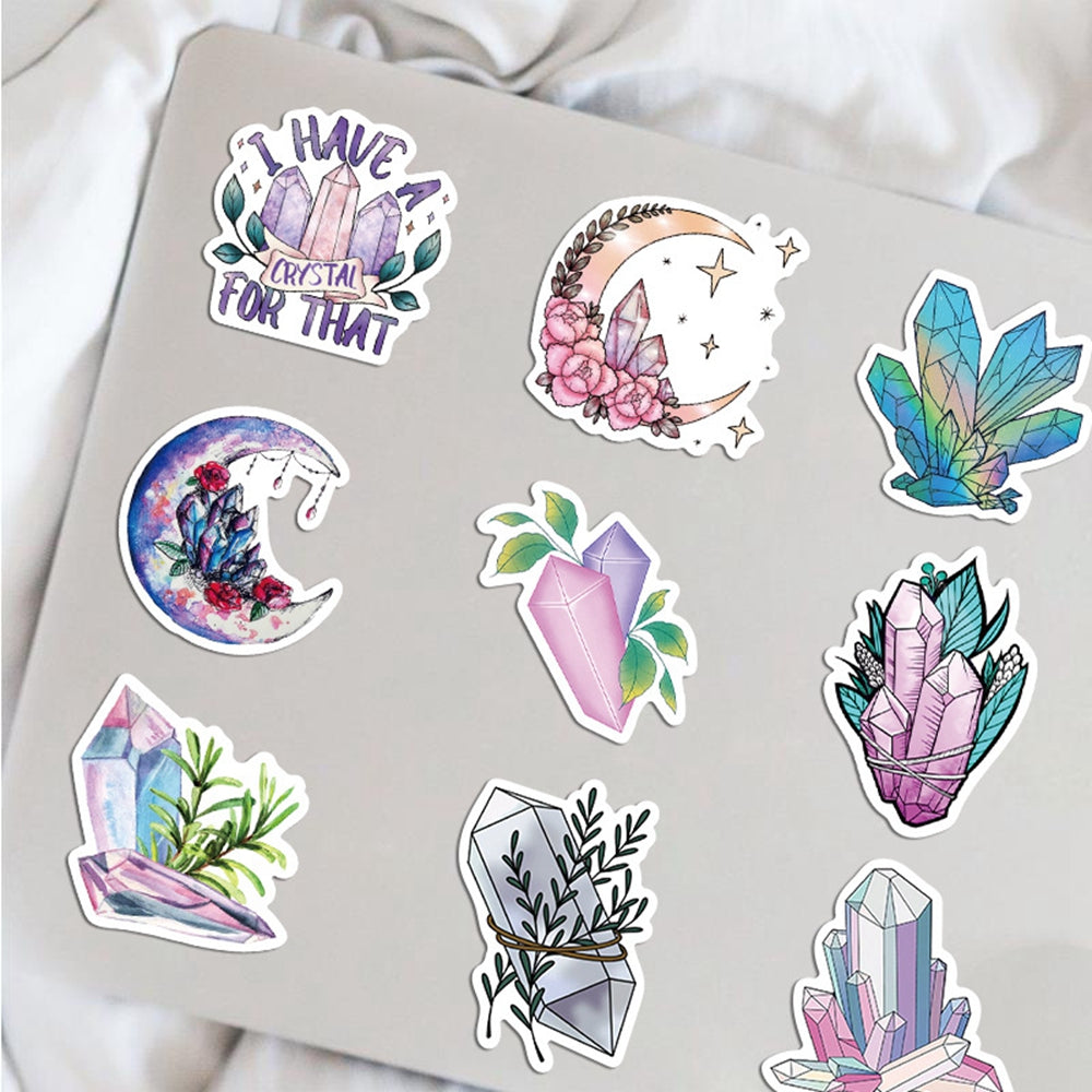 Waterproof Crystal Lover Stickers 50pcs - Premium Sticker from Crystals and Sun Signs Co - Shop now at Crystals and Sun Signs Co