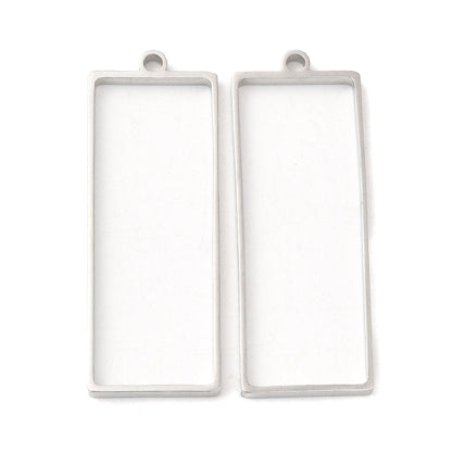 Open Back Rectangle Bezel Pendant 304SS Silver for Resin Jewelry 5pc | Alberta Bead Store