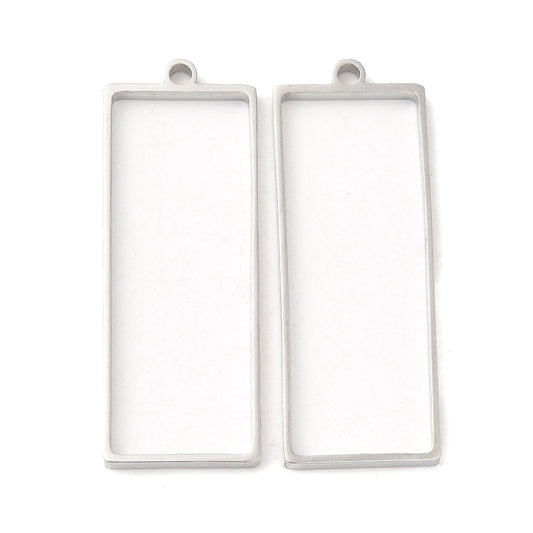 Open Back Rectangle Bezel Pendant 304SS Silver for Resin Jewelry 5pc | Alberta Bead Store