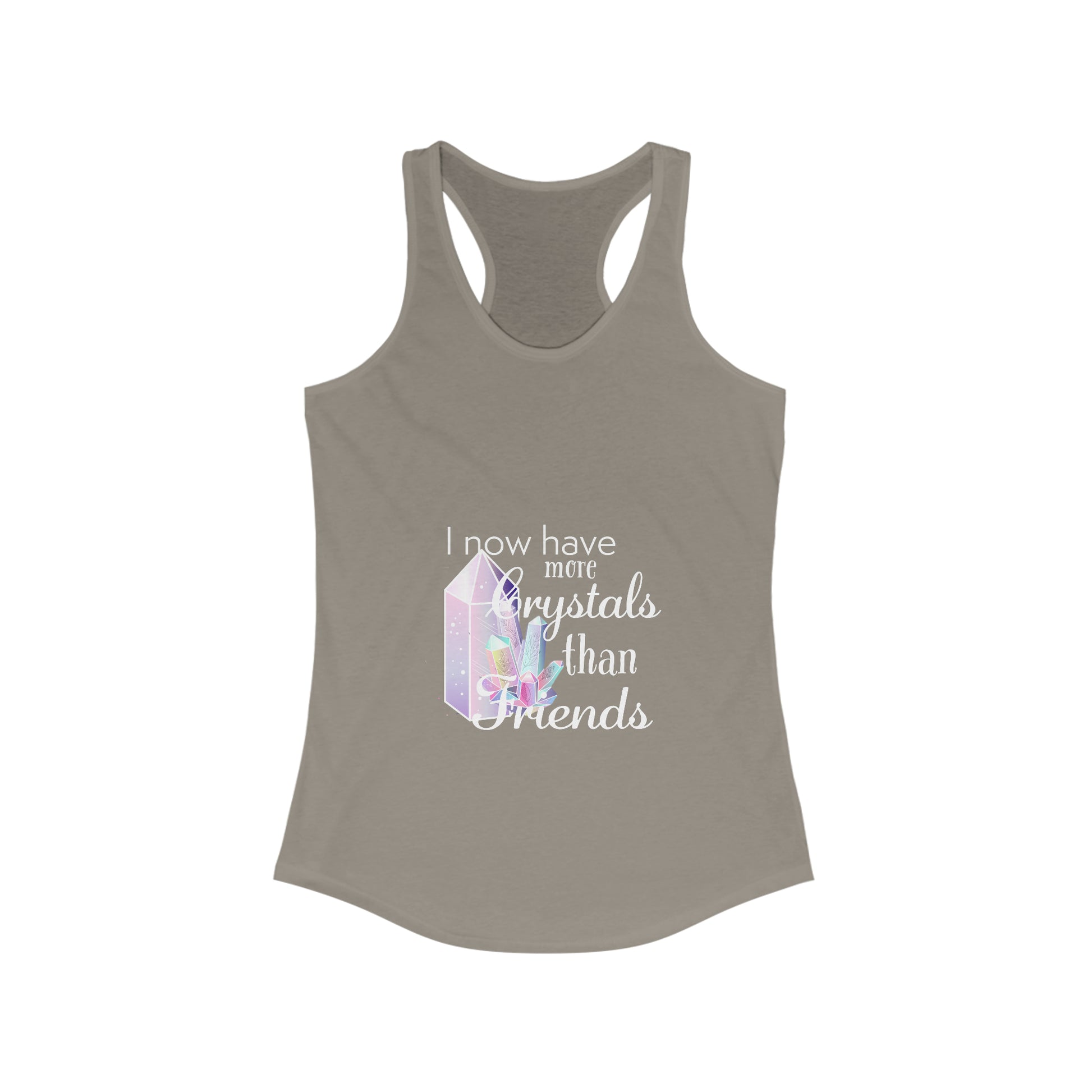 I Now Have More Crystals Than Friends Women's Racerback Tank - Premium Tank Top from Printify - Shop now at Crystals and Sun Signs Co