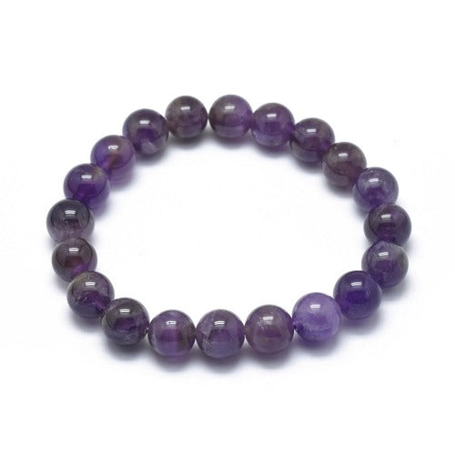 Amethyst Gemstone Bead Bracelet 10MM - Premium Bracelet from Crystals and Sun Signs Co - Shop now at Witches Ink LTD