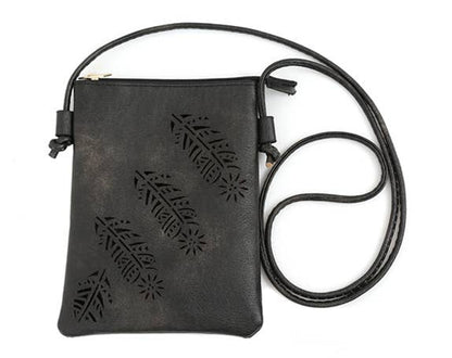 Feather Crossbody Bag Black