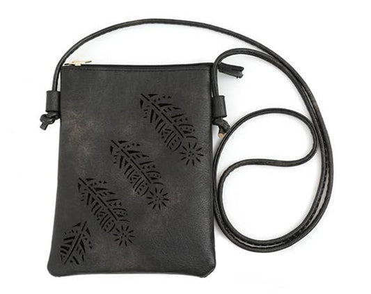 Feather Crossbody Bag Black