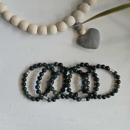 Moss Agate Gemstone Bead Bracelet | The Stone of Renewal