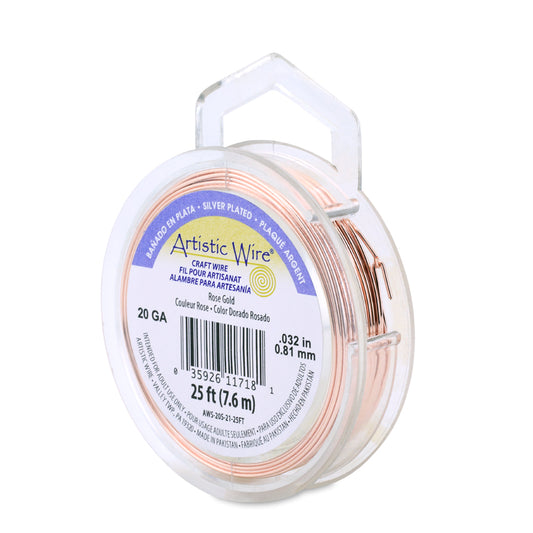 Artistic Wire 20 Gauge Silver Plated Rose Gold Wire 25 ft