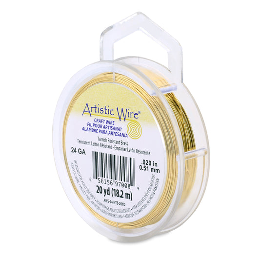 Artistic Wire 24 Gauge Tarnish Resistant Brass Wire 20 yd