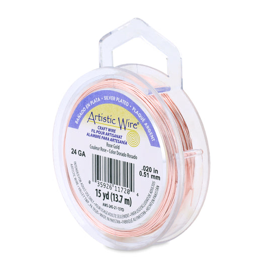 Artistic Wire 24 Gauge Silver Plated Rose Gold Wire 15 yd