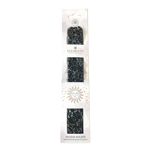 Black Obsidian Elements Crystal Wooden Incense Burner | Crystals and Sun Signs
