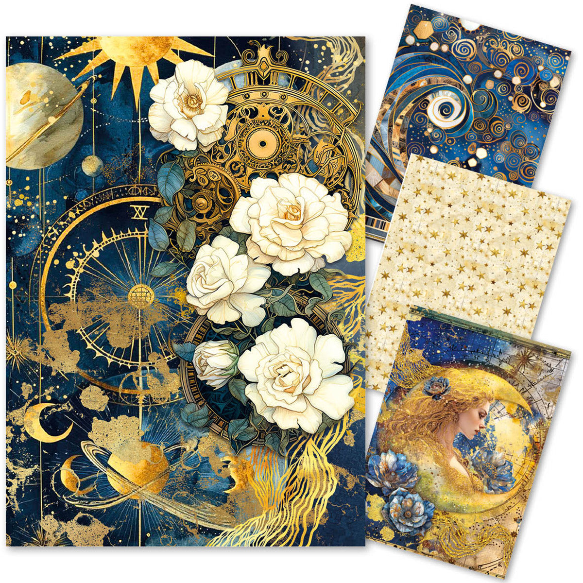 Rice Paper A4 MIXED 4/Pkg Celestial - Ecstasy Crafts