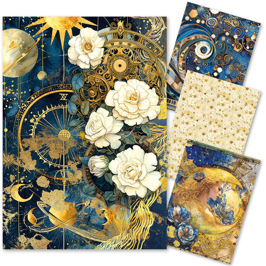 Rice Paper A4 MIXED 4/Pkg Celestial - Ecstasy Crafts