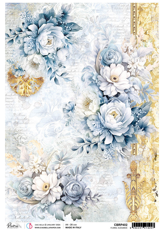 Rice Paper A4 Piuma Floral Elegance - 5 Sheets - Ecstasy Crafts