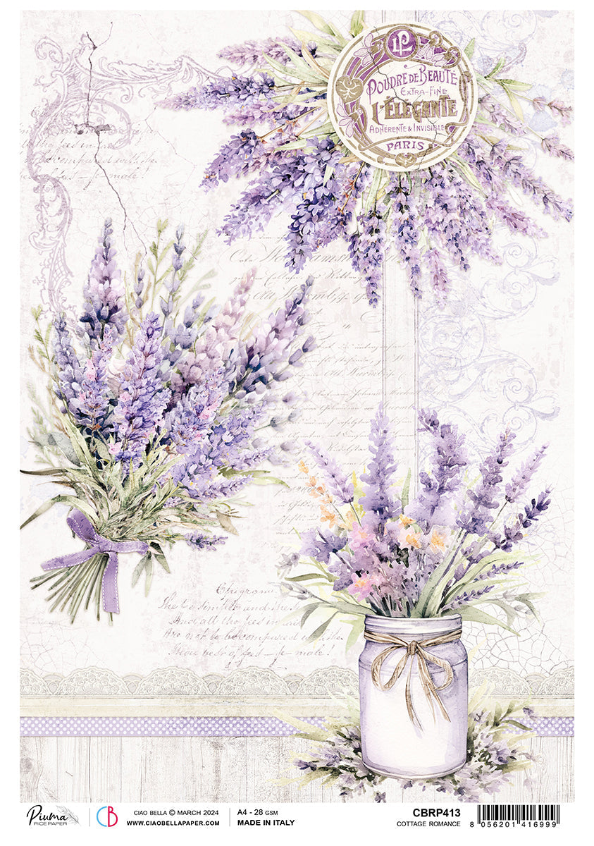 Rice Paper A4 Piuma Cottage Romance - 5 Sheets - Ecstasy Crafts